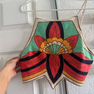 Free People Multicolor Graphic Crop Top lotus appliqué